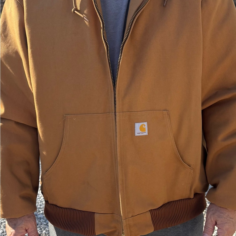 Carhartt Men’s Brown Hooded Work Bomber Jacket